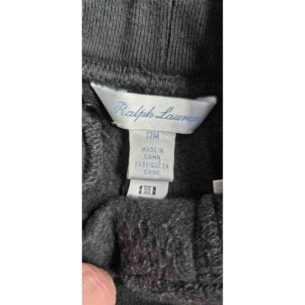 Polo Ralph Lauren Jogger Suit Full Zip Hoodie Kids Size 12 Months 2 Piece Black